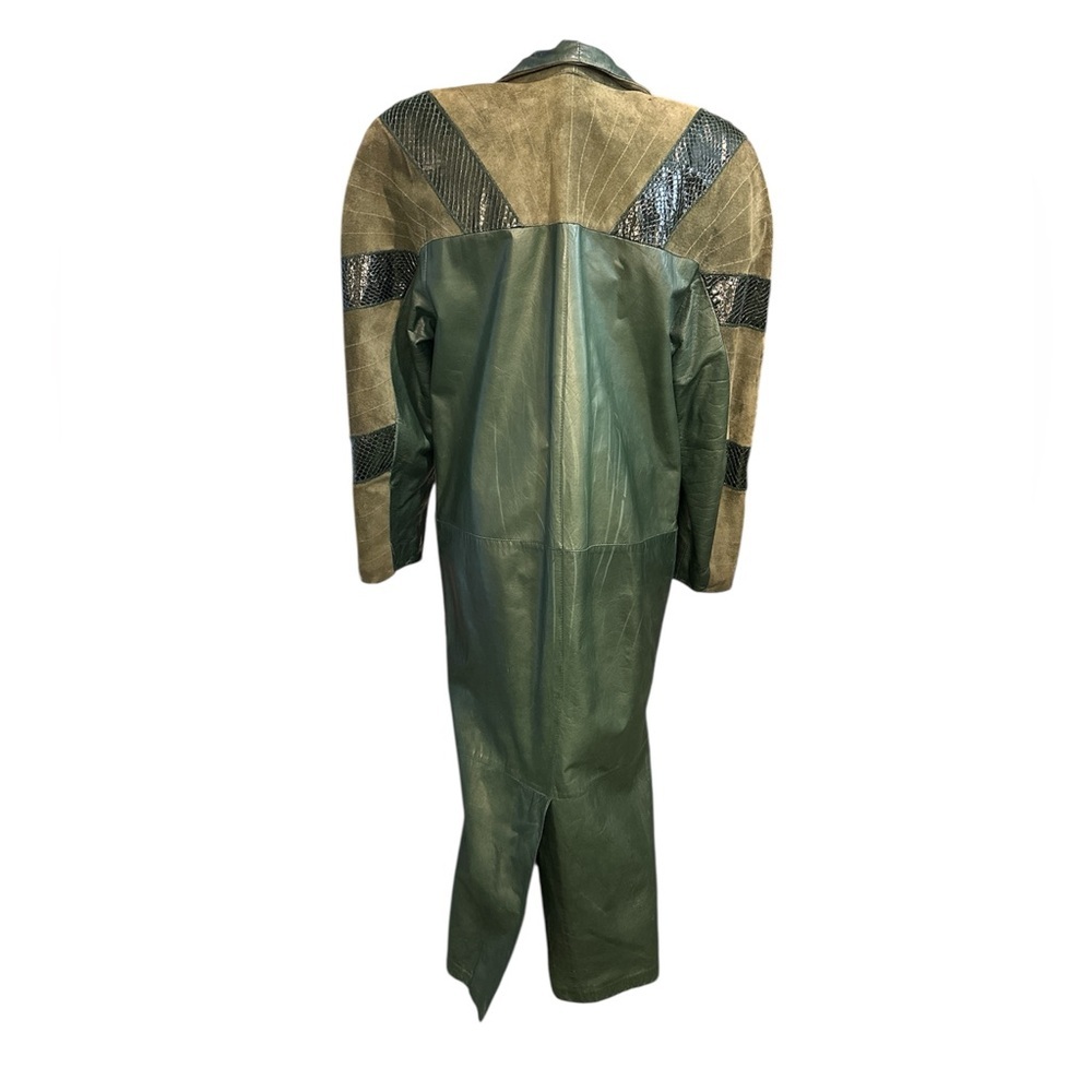 Vintage green leather trench coat, small/medium - Picture 13 of 13